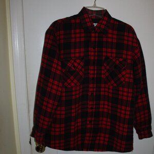 Vintage Sports Afield Plaid Red Flannel Jacket Quilted Lined Mens M